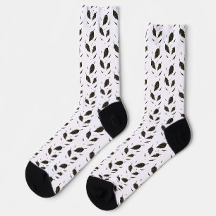 Fallende Blätter – Minimalistische Tinten-Natur au Socken