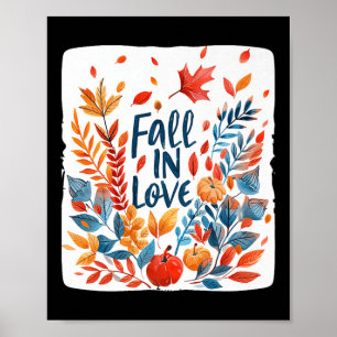 Fallende Blätter mit Liebe für Herbst und Paare Pr Poster