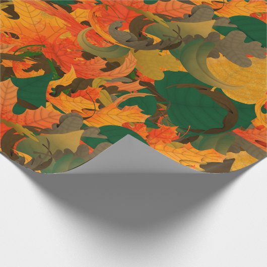 Fallende Blätter Muster für Herbst Geschenkpapier (Ecke)