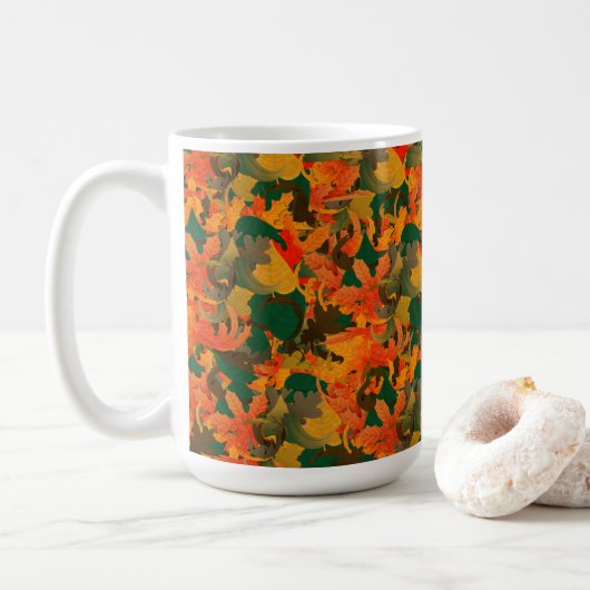 Fallende Blätter Muster für Herbst Kaffeetasse (Mit Donut)