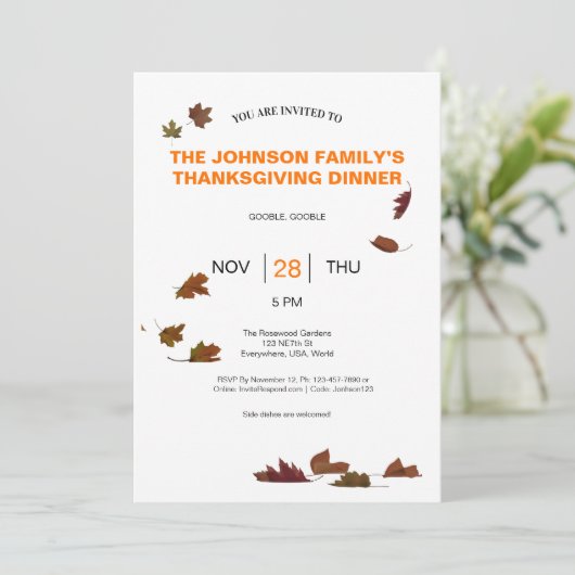 Fallende Blätter Party Einladung (Stehend Vorderseite)