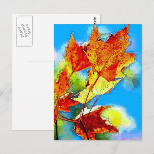 Fallende Blätter Postkarte (Vorne/Hinten)