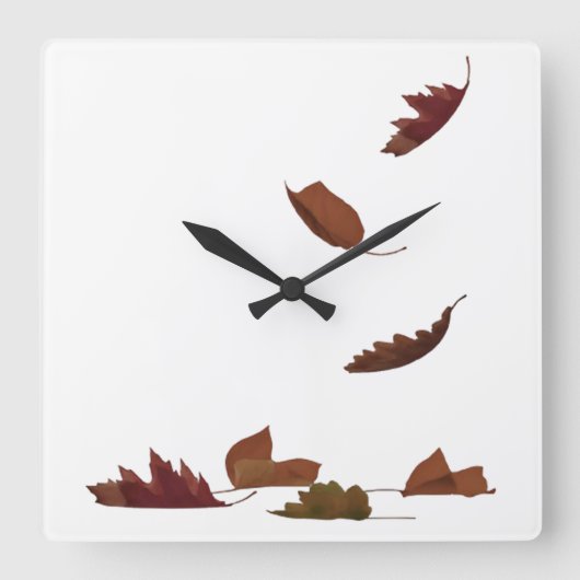 Fallende Blätter Quadratische Wanduhr (Vorderseite)