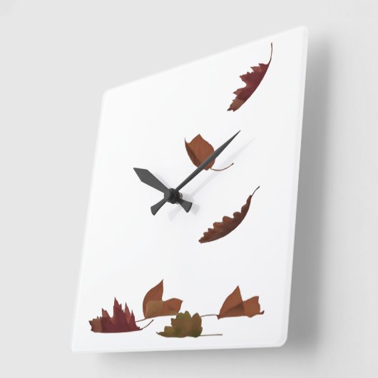 Fallende Blätter Quadratische Wanduhr (Winkel)