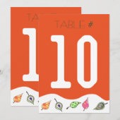 Fallende Blätter Tischnummer Card (Vorne/Hinten)