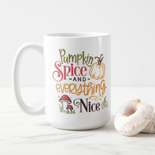 Fallende Blätter und Whimsical Pumpkins Kaffeetasse (Mit Donut)