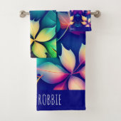 Fallende Blätter Violet Gradient Rainbow Pattern Badhandtuch Set (Insitu)