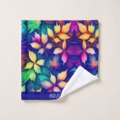 Fallende Blätter Violet Gradient Rainbow Pattern Badhandtuch Set (Waschlappen)