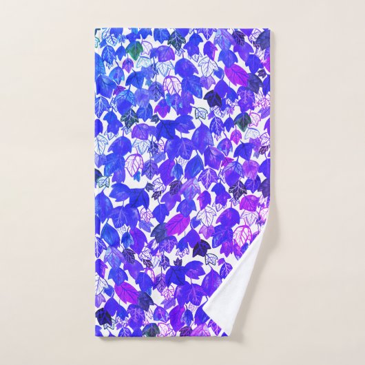 Fallende Blätter Wasserfarbmuster Lila Badhandtuch Set (Handtuch)