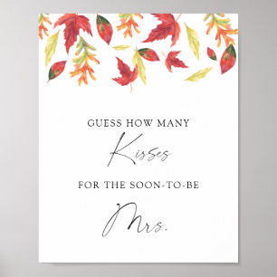 Fallende Blätter wie viele Küsse Brautparty-Spiel Poster