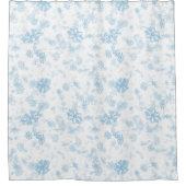 Fallende blaue Schneeflocken auf Weiß Duschvorhang (Vorderseite)