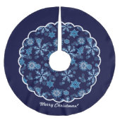 Fallende blaue Schneeflocken Muster skallopiert Polyester Weihnachtsbaumdecke (Vorderseite)