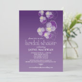 Fallende Blume Violet Ombre Brautparty Einladung (Stehend Vorderseite)