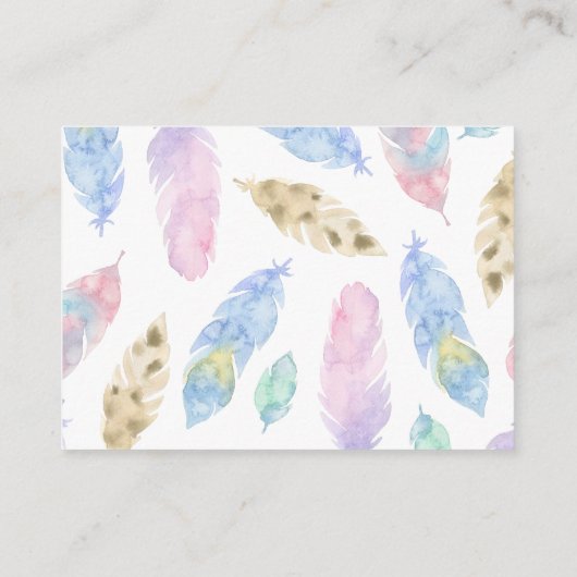 Fallende Boho Feathers Books für Babyfütterung Begleitkarte (Rückseite)