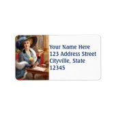 Fallende Buchstaben und Tee Adressaufkleber (Vorne)