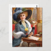 Fallende Buchstaben und Tee Postkarte (Vorne/Hinten)