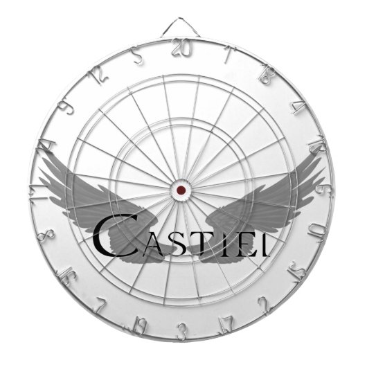 Fallende Castiel mit Flügeln schwarz Dartscheibe (vorne)