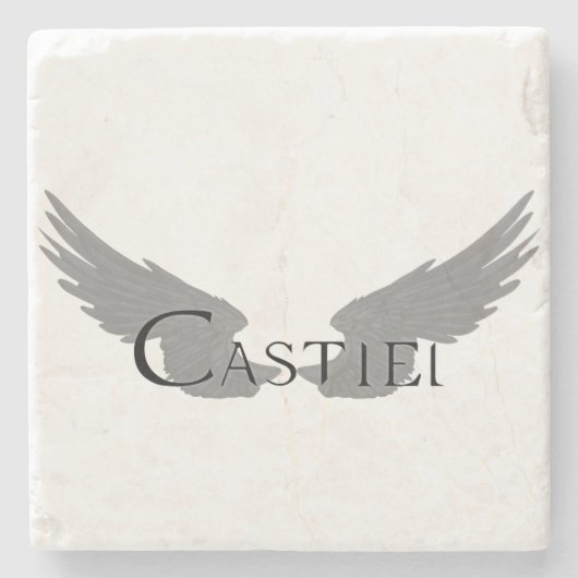 Fallende Castiel mit Flügeln schwarz Steinuntersetzer (Vorderseite)