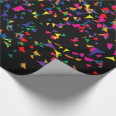 Fallende Confetti - Regenbogenfarben auf Black v3 Geschenkpapier (Ecke)
