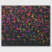 Fallende Confetti - Regenbogenfarben auf Black v3 Geschenkpapier (Flach)
