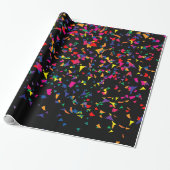 Fallende Confetti - Regenbogenfarben auf Black v3 Geschenkpapier (Ungerollt)