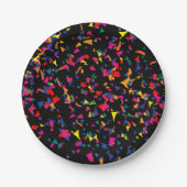 Fallende Confetti - Regenbogenfarben auf schwarz Pappteller (Vorderseite)