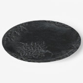 Fallende dunkle Stämme Pappteller (Schrägansicht)