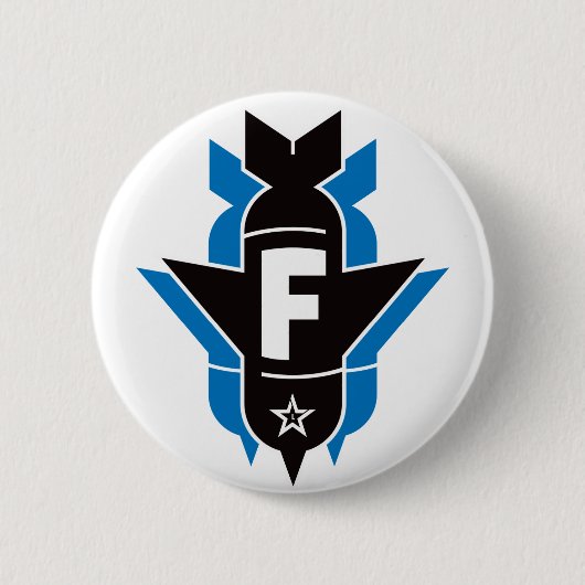 Fallende f-Bomben - Blau Button (Vorderseite)