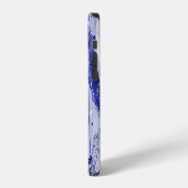 Fallende Federn: Aquarellblaues Muster. iPhone Hülle (Linke Seite)
