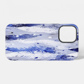 Fallende Federn: Aquarellblaues Muster. iPhone Hülle (Rückseite (Horizontal))