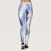 Fallende Federn: Aquarellblaues Muster. Leggings (Rückseite)