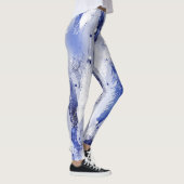 Fallende Federn: Aquarellblaues Muster. Leggings (Rechts)