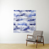 Fallende Federn: Aquarellblaues Muster. Wandteppich (Beispiel (Horizontal))
