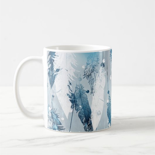 Fallende Federn: Blaues Wasser Nahtlos Kaffeetasse (Links)