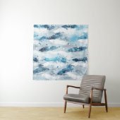 Fallende Federn: Blaues Wasser Nahtlos Wandteppich (Beispiel (Horizontal))