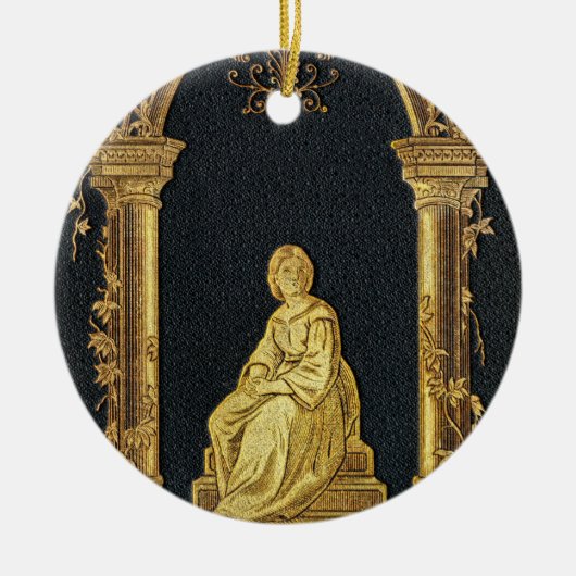 Fallende Frau in Gold-Buchdeckung Keramik Ornament (Vorne)
