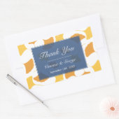 Fallende Ginkgo-Blätter Blaue Hochzeitsgeschenktas Rechteckiger Aufkleber (Umschlag)