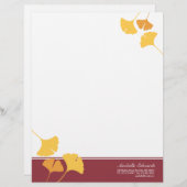 Fallende Ginkgo-Blätter goldgelber Maroon Herbst Briefkopf (Vorne/Hinten)