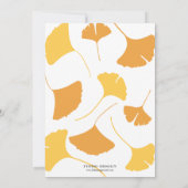 Fallende Ginkgo-Blätter graue goldene Herbsthochze Einladung (Rückseite)