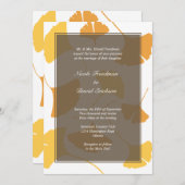 Fallende Ginkgo-Blätter graue goldene Herbsthochze Einladung (Vorne/Hinten)