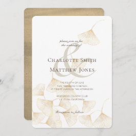 Fallende Gold Ginkgo Blätter Elegante Hochzeit Einladung