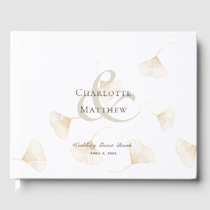 Fallende Gold Ginkgo Blätter Hochzeit im Herbst Gästebuch