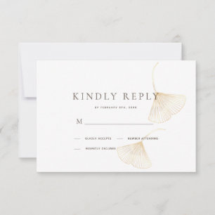 Fallende Gold Ginkgo Blätter Hochzeit RSVP Card Karte
