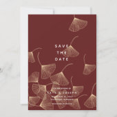 Fallende Gold Ginkgo Blätter Save the Date Karte (Vorderseite)