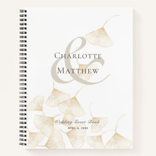 Fallende Gold Ginkgo Blätter Wedding Guest Book Notizblock (Vorderseite)