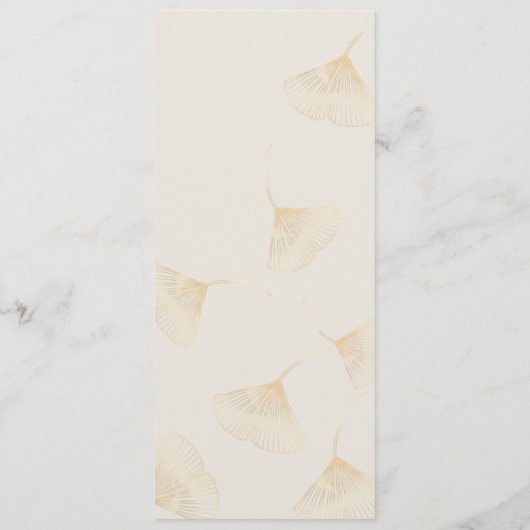 Fallende Gold Ginkgo Blätter Wedding Menu Card Menükarte (Rückseite)