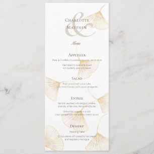 Fallende Gold Ginkgo Blätter Wedding Menu Card Menükarte