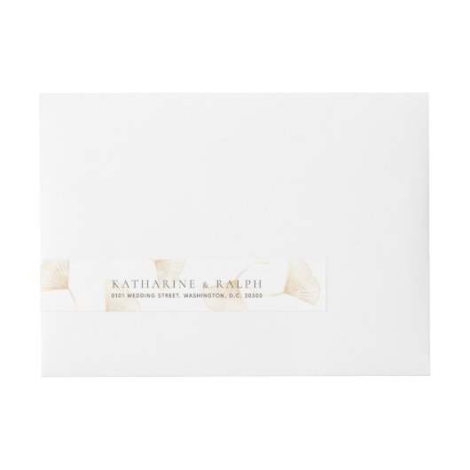 Fallende Gold Ginkgo Blätter Wraparound Label (Vorderseite)