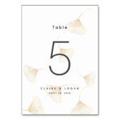 Fallende Goldginkgo-Blätter Hochzeit Tischnummer (Rückseite)