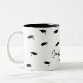 Fallende Graduierungsklappen Herzlichen Glückwunsc Zweifarbige Tasse (Links)